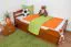 Kinderbett / Jugendbett "Easy Premium Line" K1/2h inkl. 2. Liegeplatz und 2 Abdeckblenden, 90 x 200 cm Buche Vollholz massiv kirschrot lackiert