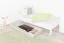 Schublade für Bett - Kiefer Vollholz massiv weiß lackiert 002- Abmessung 17 x 150 x 57 cm (H x B x T)