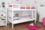 Etagenbett / Stockbett "Easy Premium Line" K19/n, Kopf- und Fußteil mit Löchern, Buche Vollholz massiv Weiß - 90 x 190 cm (B x L), teilbar