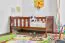 Kinderbett / Juniorbett Kiefer massiv Vollholz Nussfarben 96, inkl. Lattenrost - 90 x 160 cm (B x L)