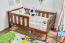 Kinderbett / Juniorbett Kiefer massiv Vollholz Nussfarben 96, inkl. Lattenrost - 90 x 160 cm (B x L)
