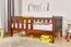 Kinderbett / Juniorbett Kiefer massiv Vollholz Nussfarben 96, inkl. Lattenrost - 90 x 160 cm (B x L)