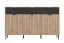 Modernes Wohnzimmer Komplett - Set B Zvesdara, 6-teilig, in Eiche Artisan / Schwarz, zwei Vitrinen, ein TV-Schrank, ein Wandregal, eine Kommode, ein Couchtisch, ABS-Kanten