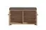 Garderobe Komplett - Set A Paduna, 5-teilig, Farbe: Eiche Artisan, ein Garderobenschrank, eine Kommode, ein Schuhschrank mit Sitzkissen, Spiegel und Garderobe mit 6 Haken