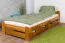 Kinderbett / Jugendbett Kiefer Vollholz massiv Eichefarben A9, inkl. Lattenrost - Abmessung 90 x 200 cm 