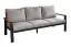 Gartenlounge Sofa 3-Sitzer Lissabon aus Aluminium, Farbe: anthrazit, Stoff: hellgrau, Armlehnen mit wetterfesten Verbundwerkstoff in Holzoptik, 100 mm starke Polsterung - wasserdicht