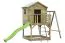Spielturm S20C, Dach: Grün, inkl. Wellenrutsche, Einzelschaukel-Anbau, Balkon, Sandkasten und Holzleiter - Abmessungen: 462 x 363 cm (B x T)