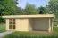 Gartenhaus Schönwipfel 01 mit Anbaudach inkl. Fußboden - 28 mm Blockbohlenhaus, Grundfläche: 16,8 m², Flachdach