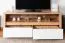 TV-Schrank / TV-Möbel Faleula 06, mit ABS Katenschutz, Eiche / Weiß, Maße: 52 x 130 x 53 cm, zwei Schubladen, ein offenes Ablagefach, für Wohnzimmer
