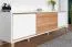 TV-Unterschrank Tuanai 01, Farbe: Eiche / Weiß Hochglanz - 58 x 180 x 47 cm (H x B x T)