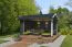 Überdachung G282 Carbongrau - 34 mm Blockbohlenhaus, Grundfläche: 12,26 m², Satteldach