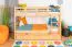 Etagenbett / Stockbett 90 x 200 cm für Kinder "Easy Premium Line" K17/n inkl. Liegeplatz und 2 Abdeckblenden, Buche Massivholz Natur lackiert, teilbar