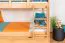 Etagenbett / Stockbett 90 x 200 cm für Kinder "Easy Premium Line" K17/n inkl. Liegeplatz und 2 Abdeckblenden, Buche Massivholz Natur lackiert, teilbar