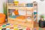 Etagenbett / Stockbett 90 x 200 cm für Kinder "Easy Premium Line" K17/n inkl. Liegeplatz und 2 Abdeckblenden, Buche Massivholz Natur lackiert, teilbar