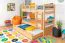 Etagenbett / Stockbett 90 x 200 cm für Kinder "Easy Premium Line" K17/n inkl. Liegeplatz und 2 Abdeckblenden, Buche Massivholz Natur lackiert, teilbar