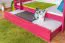 Etagenbett / Stockbett 90 x 200 cm "Easy Premium Line" K17/n inkl. Liegeplatz und 2 Abdeckblenden, Buche Massivholz Rosa lackiert, teilbar