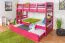 Etagenbett / Stockbett 90 x 200 cm "Easy Premium Line" K17/n inkl. Liegeplatz und 2 Abdeckblenden, Buche Massivholz Rosa lackiert, teilbar