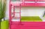 Etagenbett / Stockbett 90 x 200 cm "Easy Premium Line" K17/n inkl. Liegeplatz und 2 Abdeckblenden, Buche Massivholz Rosa lackiert, teilbar