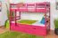 Etagenbett / Stockbett 90 x 200 cm "Easy Premium Line" K17/n inkl. Liegeplatz und 2 Abdeckblenden, Buche Massivholz Rosa lackiert, teilbar