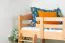 Kinder- Etagenbett / Stockbett "Easy Premium Line" K18/n, Kopfteil mit Löchern, Buche Vollholz massiv Natur - 90 x 190 cm, (L x B) teilbar