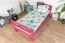 Hochbett 90 x 190 cm für Kinder, "Easy Premium Line" K22/n, Buche Massivholz rosa lackiert, teilbar