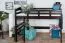 Hochbett 90 x 200 cm, "Easy Premium Line" K22/n, Buche Massivholz Schokobraun, teilbar