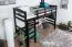 Hochbett 90 x 200 cm, "Easy Premium Line" K22/n, Buche Massivholz Schokobraun, teilbar