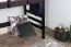 Hochbett 90 x 200 cm, "Easy Premium Line" K22/n, Buche Massivholz Schokobraun, teilbar