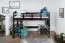 Hochbett 90 x 200 cm, "Easy Premium Line" K22/n, Buche Massivholz Schokobraun, teilbar