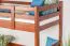 Hochbett 90 x 190 cm, "Easy Premium Line" K22/n, Buche Massivholz Dunkelbraun, teilbar