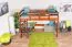Hochbett 90 x 190 cm, "Easy Premium Line" K22/n, Buche Massivholz Dunkelbraun, teilbar