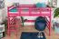 Hochbett 90 x 190 cm, "Easy Premium Line" K22/n, Buche Massivholz rosa lackiert, teilbar