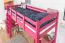 Hochbett 90 x 190 cm für Kinder, "Easy Premium Line" K22/n, Buche Massivholz rosa lackiert, teilbar