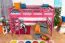 Hochbett 90 x 200 cm für Kinder, "Easy Premium Line" K22/n, Buche Massivholz rosa lackiert, teilbar