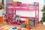 Hochbett 90 x 200 cm für Kinder, "Easy Premium Line" K22/n, Buche Massivholz rosa lackiert, teilbar