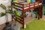 Hochbett 120 x 200 cm "Easy Premium Line" K23/n, Buche Massivholz Dunkelbraun lackiert, teilbar