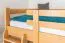 Hochbett 140 x 200 cm für Erwachsene "Easy Premium Line" K23/n, Buche Massivholz Natur lackiert, teilbar
