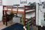 Hochbett 160 x 200 cm "Easy Premium Line" K23/n, Buche Massivholz Dunkelbraun lackiert, teilbar