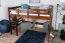 Hochbett 160 x 200 cm "Easy Premium Line" K23/n, Buche Massivholz Dunkelbraun lackiert, teilbar