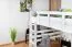 Hochbett 160 x 200 cm für Erwachsene "Easy Premium Line" K23/n, Buche Massivholz weiß lackiert, teilbar