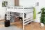 Hochbett 160 x 200 cm für Erwachsene "Easy Premium Line" K23/n, Buche Massivholz weiß lackiert, teilbar