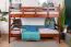 Etagenbett / Stockbett 120 x 200 cm "Easy Premium Line" K24/n, Kopf- und Fußteil gerade, Buche Massivholz Dunkelbraun lackiert, teilbar