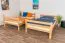 Stockbett 120 x 190 cm für Erwachsene "Easy Premium Line" K24/n, Kopf- und Fußteil gerade, Buche Massivholz Natur lackiert, teilbar