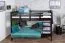 Etagenbett / Stockbett 120 x 200 cm "Easy Premium Line" K24/n, Kopf- und Fußteil gerade, Buche Massivholz Schokobraun lackiert, teilbar