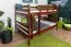 Etagenbett / Stockbett 140 x 200 cm "Easy Premium Line" K24/n, Kopf- und Fußteil gerade, Buche Massivholz Dunkelbraun lackiert, teilbar