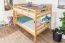 Etagenbett / Stockbett 140 x 200 cm "Easy Premium Line" K24/n, Kopf- und Fußteil gerade, Buche Massivholz Natur lackiert, teilbar