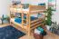 Etagenbett / Stockbett 160 x 190 cm "Easy Premium Line" K24/n, Kopf- und Fußteil gerade, Buche Massivholz Natur lackiert, teilbar
