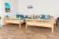 Etagenbett / Stockbett 160 x 190 cm "Easy Premium Line" K24/n, Kopf- und Fußteil gerade, Buche Massivholz Natur lackiert, teilbar