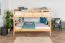 Etagenbett / Stockbett 160 x 200 cm "Easy Premium Line" K24/n, Kopf- und Fußteil gerade, Buche Massivholz Natur lackiert, teilbar