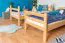 Etagenbett mit Rutsche 90 x 190 cm, Buche Massivholz Natur lackiert, umbaubar in zwei Einzelbetten, "Easy Premium Line" K25/n